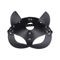 Masque de chat en similicuir pour femme, costume d'animal, demi-masque pour cosplay, fête d'Halloween