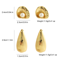 Pendientes de Perlas en Forma de Gota de Agua, Chapados en Oro PVD Resistentes a la Decoloración, Joyería Elegante para Mujer