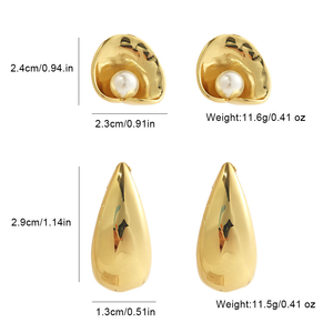 Boucles <span class=keywords><strong>d</strong></span>'oreilles é<span class=keywords><strong>l</strong></span>égantes en acier inoxydable plaqué <span class=keywords><strong>or</strong></span> PVD résistant à la <span class=keywords><strong>d</strong></span>écoloration, avec perle en forme de goutte <span class=keywords><strong>d</strong></span>'eau, bijoux é<span class=keywords><strong>l</strong></span>égants pour femmes - Product Image 3