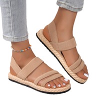 Sandales à talons pour femmes, style coréen, confortables, tendance, plates, à bout ouvert, avec coussinets, à brides croisées, style gladiateur romain