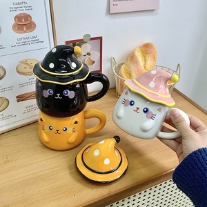 380ml Ceramic Halloween Novelty <b>Mug</b> with Glossy <b>Pumpkin</b> Pattern Halloween Ceramic Cups with Lid - Product Image 2