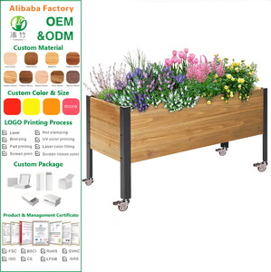 Jardinière carrée surélevée <span class=keywords><strong>en</strong></span> <span class=keywords><strong>bois</strong></span> personnalisée pour extérieur avec roulettes, légère, <span class=keywords><strong>en</strong></span> <span class=keywords><strong>bois</strong></span> naturel, pour jardin <span class=keywords><strong>surélevé</strong></span> - Product Image 1