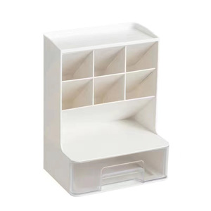 Custom Logo Multifunctional Drawer Desk Stationery Makeup Organizer Plastic Cosmetic Storage Box