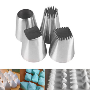 Factory direct sales: Extra <b>large</b> 304 stainless steel <b>square</b> and round cream nozzles, 4-piece <b>set</b> (18 teeth, 24 teeth), baking - Product Image 4