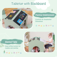 Ensemble de table et de chaises pour enfants en forme de maison, table d'art en bois 3 pièces pour tout-petits avec tableaux noirs pour enfant, artisanat, lecture, dessin