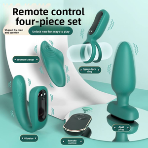 Set Telecomandato BlueRabbit in Quattro Pezzi, Dispositivo per il Piacere Femminile, Plug Anale, Anello di Bloccaggio Maschile, Dispositivo Indossabile per la Masturbazione Femminile - Product Image 3