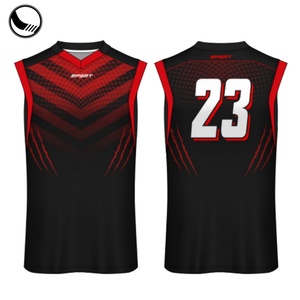 Maillot de basket-ball personnalisé en tissu mesh BETHERIVAL noir et rouge - Product Image 1