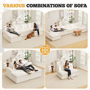 Sofá Seccional Modular Cuadrado de Terciopelo con Asientos Profundos, Empacado al Vacío, Diseño Extra Grande, Incluye Almohadas para Espacios Amplios - Product Image 4