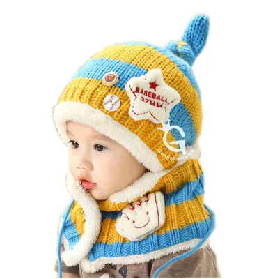 Cute winter Autumn Knitted Woolen Kids Beanie Caps Unisex Crochet Soft Warm Baby Hat