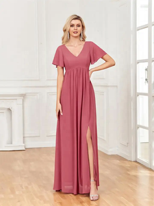 Usine de gros une ligne en mousseline de soie longues robes de <span class=keywords><strong>demoiselle</strong></span> <span class=keywords><strong>d</strong></span>'<span class=keywords><strong>honneur</strong></span> en stock pour une <span class=keywords><strong>livraison</strong></span> <span class=keywords><strong>rapide</strong></span> - Product Image 4