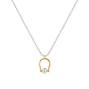 yunnique Geometric <b>Titanium</b> Steel Bead <b>Chain</b> Necklace With Gold Pendant Minimalist Style For Fashion - Product Image 5