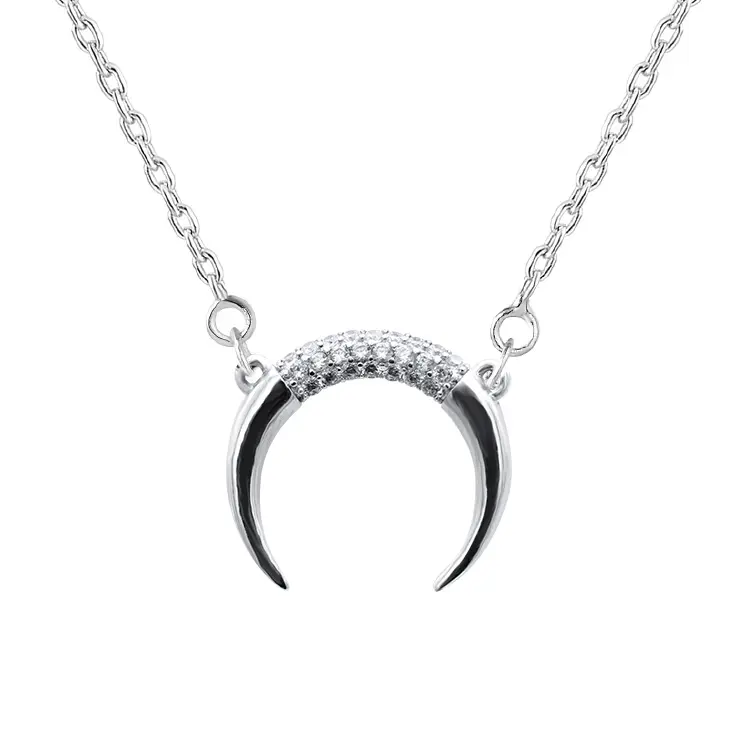 Ожерелья из серебра 925 пробы с родиевым покрытием, модные ювелирные украшения, ожерелье в африканском стиле с изображением новой луны