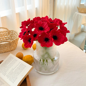 Fleurs de pavot artificielles en PU, rouges, 10 cm-30 cm de haut, simulation réaliste, décoration intérieure, accessoires de photographie - Product Image 2