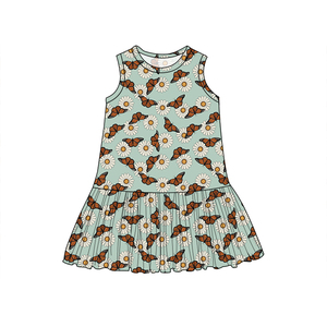Abito Estivo Senza Maniche per Bambine, Stampa Floreale e Leopardata Personalizzata, <span class=keywords><strong>Vestito</strong></span> al Ginocchio per Ragazze Adolescenti - Product Image 3