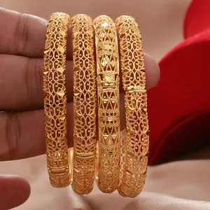 Dubai Wholesale Gold Color Bangle African Wedding Party Bracelet Jewelry Gift Hawaiian Arab Charm Bangle