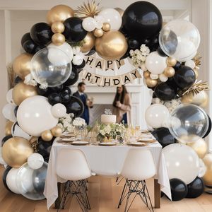 Kit de Guirnalda de Globos TLX para Fiestas de 15 Años, Arco de Globos en Negro, Blanco y Dorado para Decoración de Cumpleaños, Bodas y Graduaciones - Product Image 2