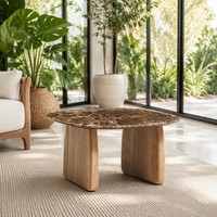 Table basse carrée en bois brun de style antique moderne et minimaliste pour salon, meubles de salon