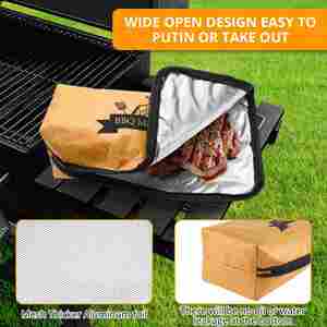 Reusable Aluminum Foil Insulated Meat Packing Bags, Self Sealing BBQ Take Out Food Warmer Bags for Restaurant and Catering - Product Image 4