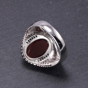 Мужские кольца из серебра 925 пробы с натуральным камнем красного и зеленого цвета - Product Image 5