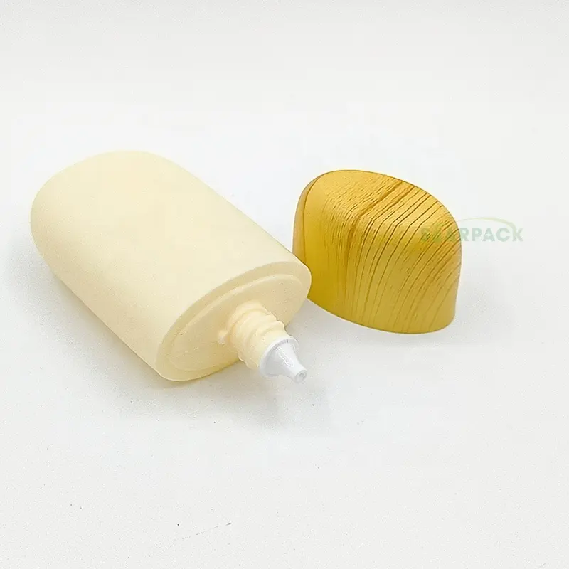 Cosmetics Lotion Cream Sunblock Sunscreen Containers Oval Squeeze Plastic Bottle Tubes Wood Grain Screw Cup Silk Screen Logo