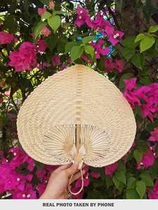 Guansen Viet Nam Bamboo Craft Weave <b>Hand</b> <b>Fan</b> Heart Handwoven Personalized Palm <b>Hand</b> <b>Fans</b> Rattan Raffia <b>Fan</b> - Product Image 3