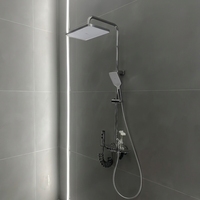 Ensemble de robinetterie de douche moderne à touches de piano pour salle de bain avec corps principal miroir et cadre de rangement intégrés dans une seule unité