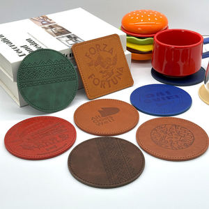 Wholesale Luxury Custom Logo Printing Coffee Cup <b>Mat</b> <b>Round</b> Coasters Blank PU Leather Coaster for Drinks - Product Image 2