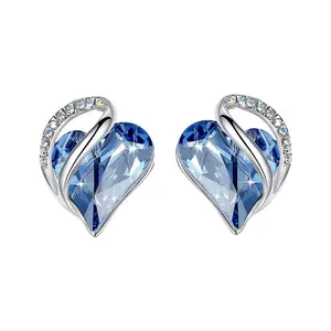 Fashion Rhinestone Crystal Jewellery Earrings Classic Heart of The Ocean White Gold Plated 12 Month Birthstone Stud Earrings
