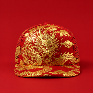 Casquette Snapback Dragon Doré Impérial à Visière Plate, 6 Panneaux Structurés, Style Urbain, Personnalisable, Unisexe - Product Image 1
