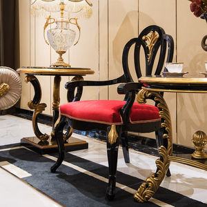 Fauteuil en bois au design sculpté de style français haut de gamme/fauteuil à dossier en velours <span class=keywords><strong>rouge</strong></span> - Product Image 4