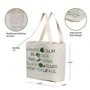 Grands sacs à provisions fourre-tout réutilisables en vrac 100% coton avec logo personnalisé imprimé - Product Image 3