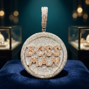 Colgante de Plata 925 Personalizado con Moissanita, Corte Brillante Redondo, Engaste de Garra, Amuleto Hip Hop para Hombres y Mujeres, Joyería de Fiesta, 25g - Product Image 3