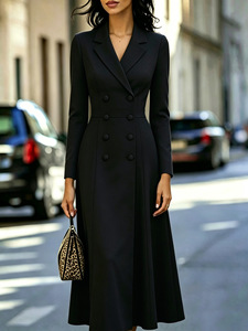 Nuevo Vestido Blazer Elegante de Doble Botonadura con Falda Larga Maxi y Cintura Ajustada para Mujer, Atuendo Formal - Product Image 2
