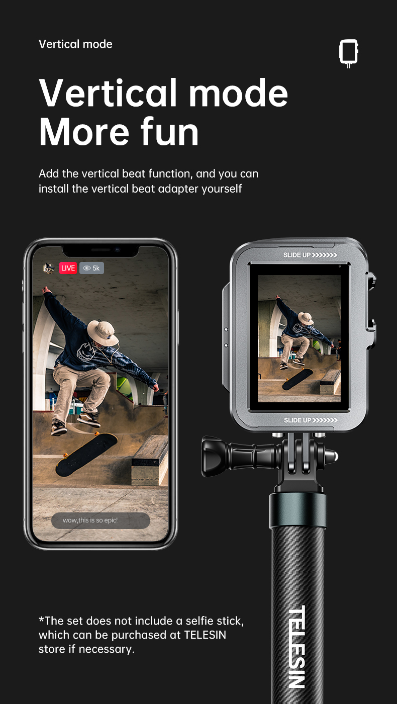 Telesin Aluminum Cage Metal Video Cage Protective Frame case for GoPro 11/10/9 Camera