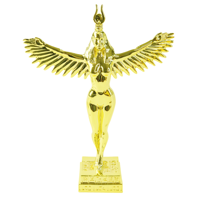Custom Gold Women Angel Goddess Statue Factory Metal Crafts Aluminium Trophy Award Arts Business Souvenir Gift Premium Business