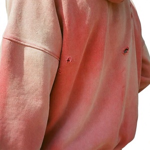 เสื้อสเวตเชิ้ตซิปผู้ชายทรงโอเวอร์ไซส์ สีชมพูล้วน ผ้าฟลีซ สไตล์ลำลอง สตรีทแวร์ ทรงปกติ ผ้าฝ้าย 100% สไตล์ฮิปฮอป - Product Image 5