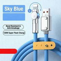 180 °   Cable Tipo-C Giratorio, Carga Rápida de 120W 6A, Cable de Datos Blindado con Trenzado de Aleación de Zinc para iPhone/Impresora