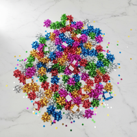 Rubans en gros de 1 pouce avec nœuds étoiles métalliques sur bobine en plastique, couleurs assorties, écologiques, pour la décoration de fêtes et de cadeaux