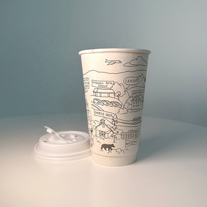 Gobelet en papier à double paroi à revêtement interne de qualité alimentaire de haut niveau avec couvercle étanche pour café chaud eau gazeuse froide - Product Image 3