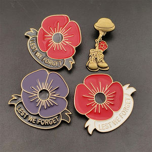 Broche en métal de haute qualité pour le Memorial Day, fleur rouge et violette, émail, pin's de souvenir, coquelicot - Product Image 2