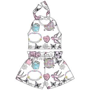 Nuovo Stile Estivo Set da Spiaggia per <span class=keywords><strong>Bambina</strong></span> in Due Pezzi, Top con Bretelle e Pantaloncini Stampati Personalizzati, Completo per Bambine - Product Image 2