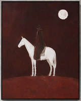 Peinture à l'huile texturée sur toile, art mural équestre western, décor vintage pour hôtel de luxe et salon