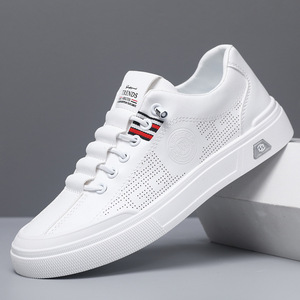 Nouvelles baskets décontractées blanches pour hommes Printemps 2026, respirantes, avec tige en microfibre et semelle intermédiaire épaisse en EVA, style skateboard, confortables et respirantes - Product Image 4