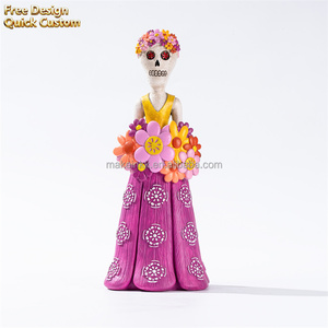 Decoración para Fiesta de Halloween, Figura de Resina de Esqueleto Floral del Día de Muertos, Adorno Espeluznante para Casa Embrujada, Bar, Escritorio - Product Image 1