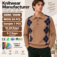 Pull en maille torsadée à manches longues avec patte de boutonnage, style Old Money, lourd et de haute qualité, pour homme