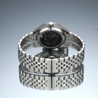 Montre mécanique automatique squelette de luxe à marque privée pour hommes, bracelet en acier inoxydable, logo personnalisé, résistante à l'eau, Reloj