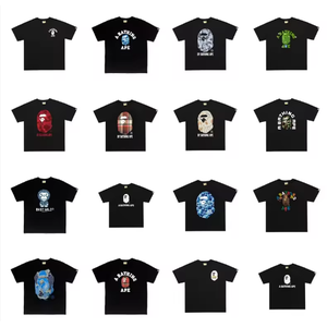 A <b>Bathing</b> Ape Men's T-Shirt Black Printed Casual Streetwear Fashion Designer Tee 1:1 High Version Ready Stock <b>Letter</b> Printing - Product Image 1