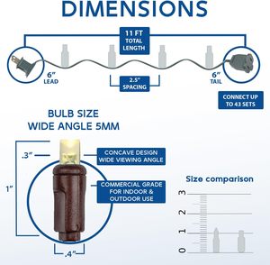 Luces LED Mini para Navidad IP65 de 5mm, Blanco Cálido Suave, Gran Angular, Impermeables para Uso en Exteriores - Product Image 5