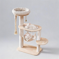 Grande structure d'escalade pour chat en bois multicouche de luxe de 104 cm, tour pour chat moderne avec hamac capsule spatiale et griffoir en sisal premium
