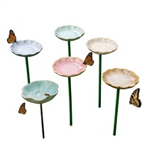 Abreuvoir en céramique abeille et papillon 50 cm – Station d'ensemencement pour jardin, patio extérieur, pelouse et parterre de fleurs